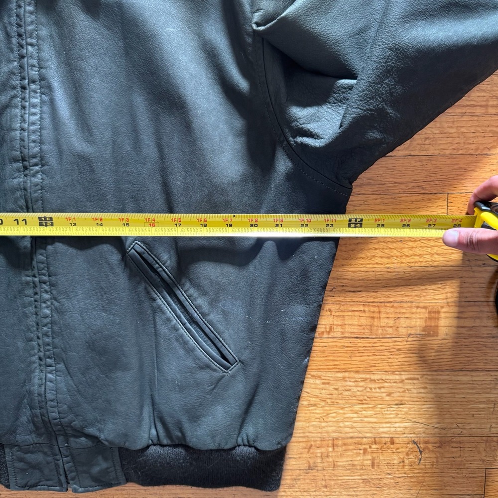 LL Bean Bomber Jacket Mens Large Gray Excellent 70s Vintage Leather Grail - Picture 5 of 5